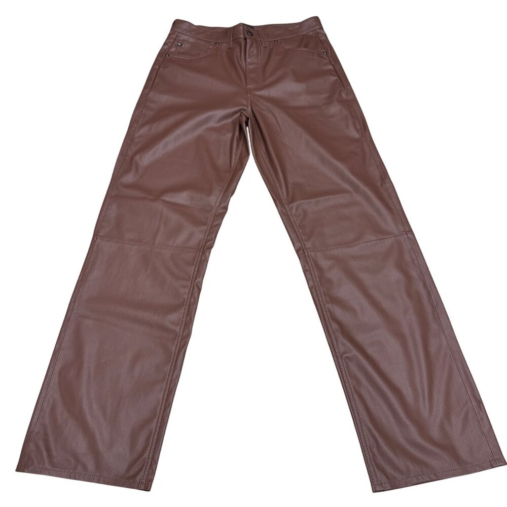 AG Vegan Leather Alexxis Straight High Rise Women's Pants VSL1979, Size 31